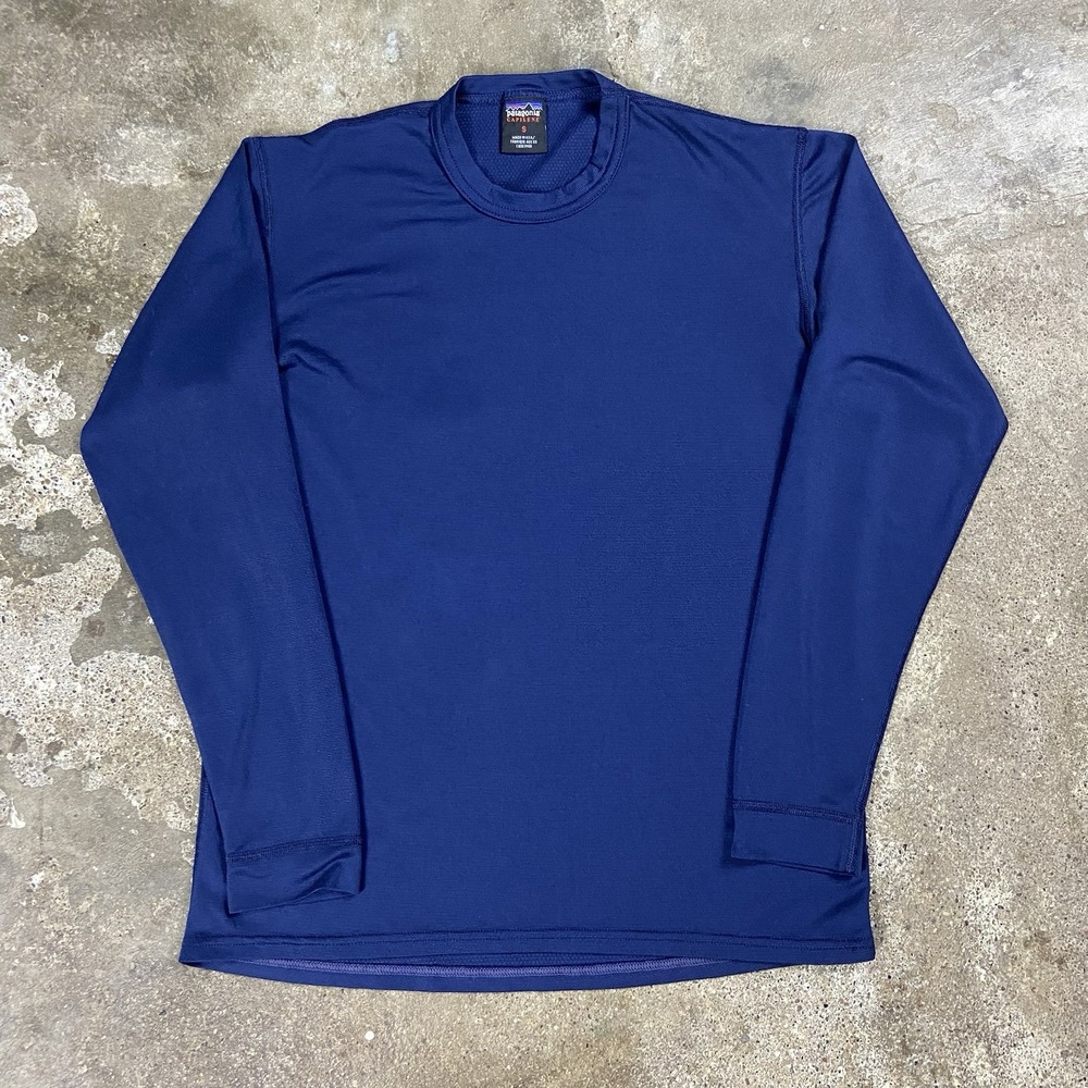 Vintage 90s Patagonia Capilene Shirt Size Small Navy Blue Crewneck Pullover Hike